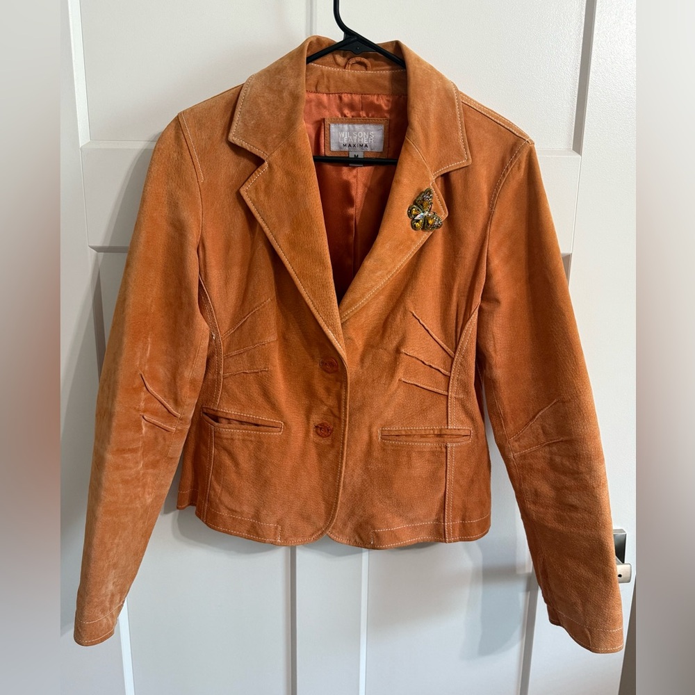 Wilsons Leather Suede Blazer Jacket in Burnt Orange